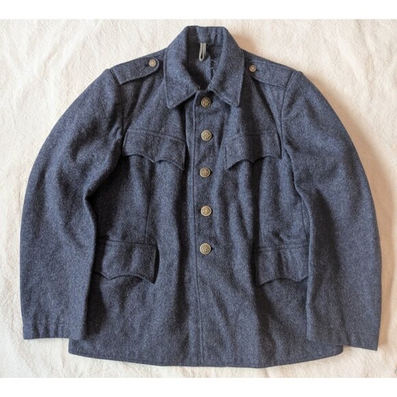 WWII 40s VTG Swiss Army Blue Wool Field Jacket Medium Pockets Militaria Heavy - Picture 3 of 10